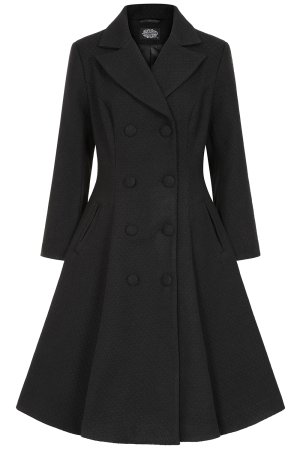 Margo Black Weave Swing Coat in Extended Sizing